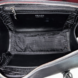 Prada 1BB049 City Calf Damen Umhängetasche Schwarz/Pink