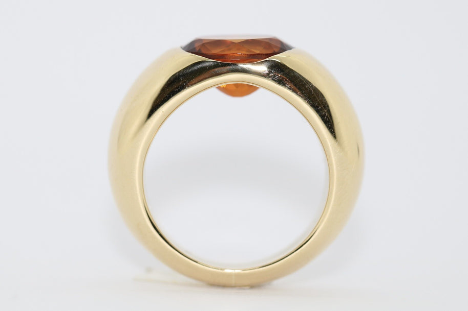 Massiver Wempe Ring mit großem Citrin im Facettenschliff 750er Gelbgold Gr. 51