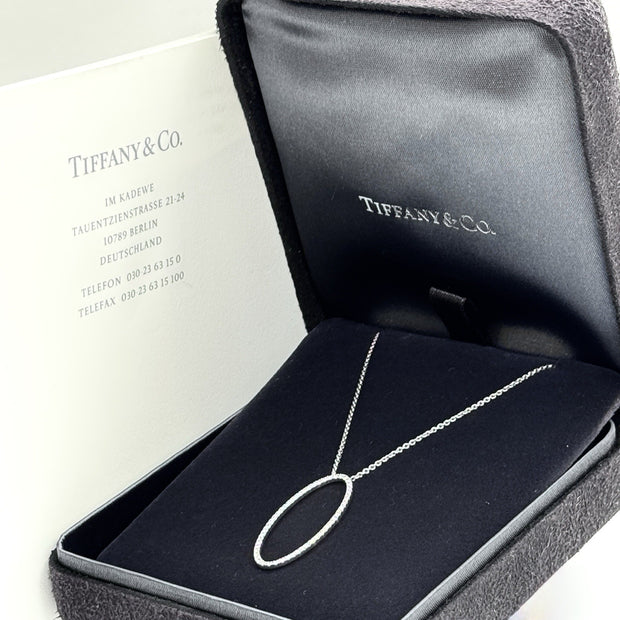 Tiffany & Co. Metro Halskette mit Oval Brillant Anhänger 750er Weißgold Collier