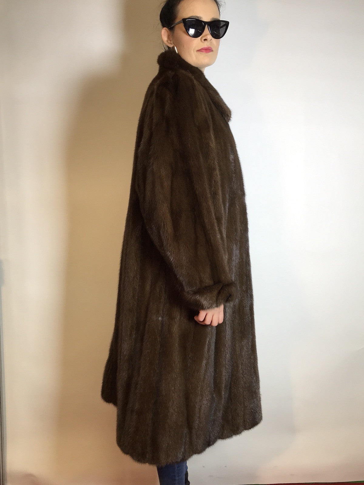 Wunderschöner langer Nerzmantel Original SAGA MINK Nerz braun Gr. 38/40 Damen