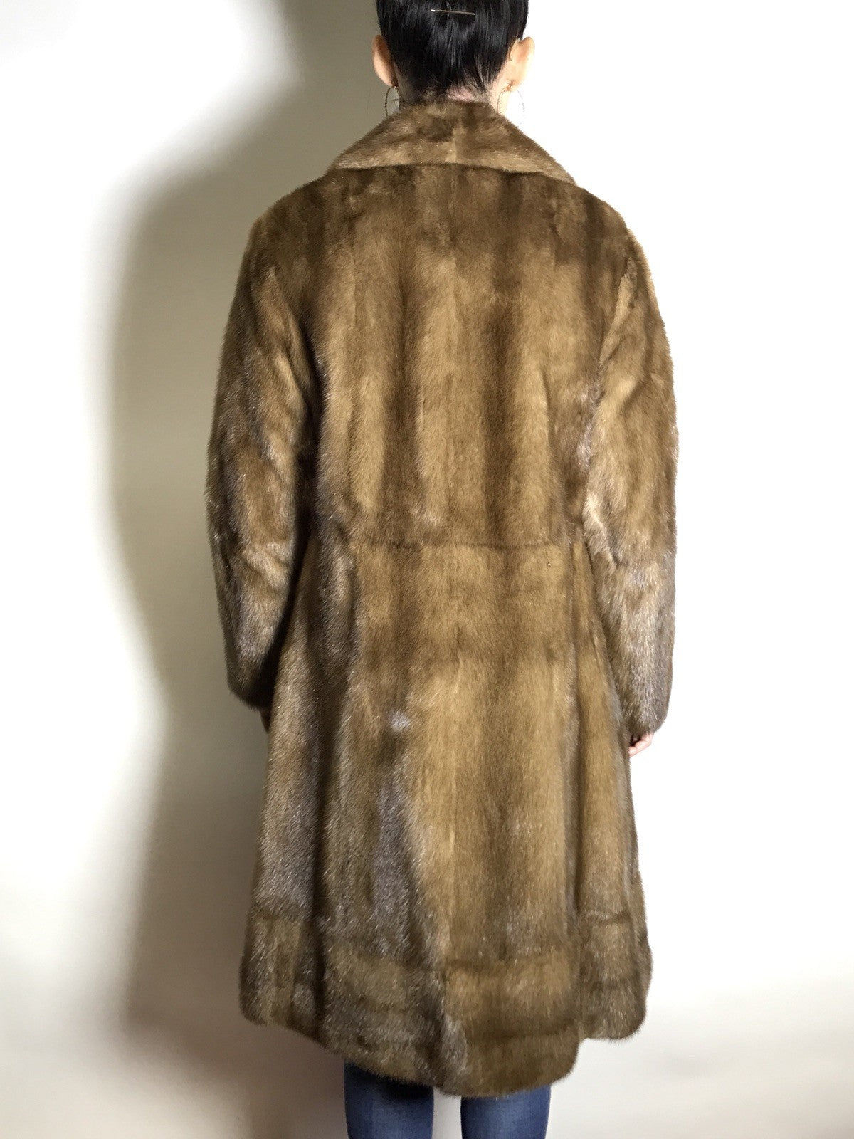 Klassischer Nerzmantel SAGA MINK beige, hellbraun vom Kürschner Gr. 36/38 Damen