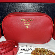 Prada Saffiano Lux Fuoco Rot 1BL007 Bum Bag Belt Gürteltasche Umhängetasche
