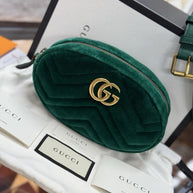 Gucci GG Marmont Gürteltasche Bumbag Samt Grün/Gold 476434