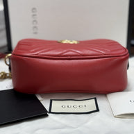 Gucci GG Marmont Mini-Kameratasche Schultertasche Leder Rot/Gold 448065