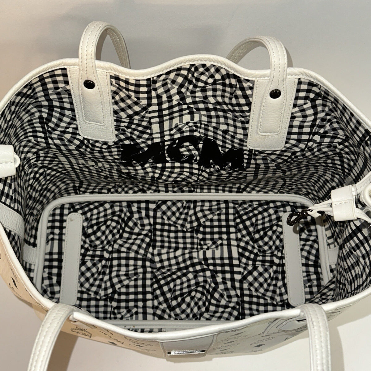 MCM REVERSIBLE LIZ SHOPPER IN VISETOS - SHOPPING BAG - WHITE