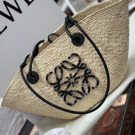 Loewe kleine Anagram Basket Bag aus Iraca-Palme und Kalbsleder Strandtasche