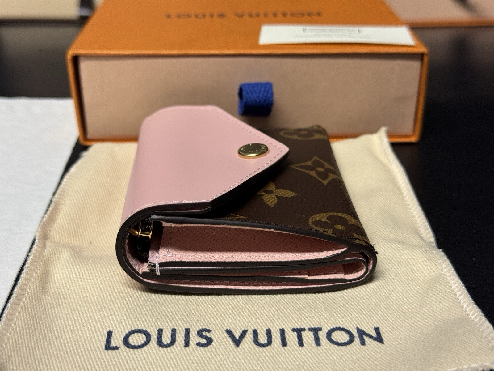 Louis Vuitton Zoé Geldbörse Portemonnaie Monogram & Rose Ballerine wie NEU