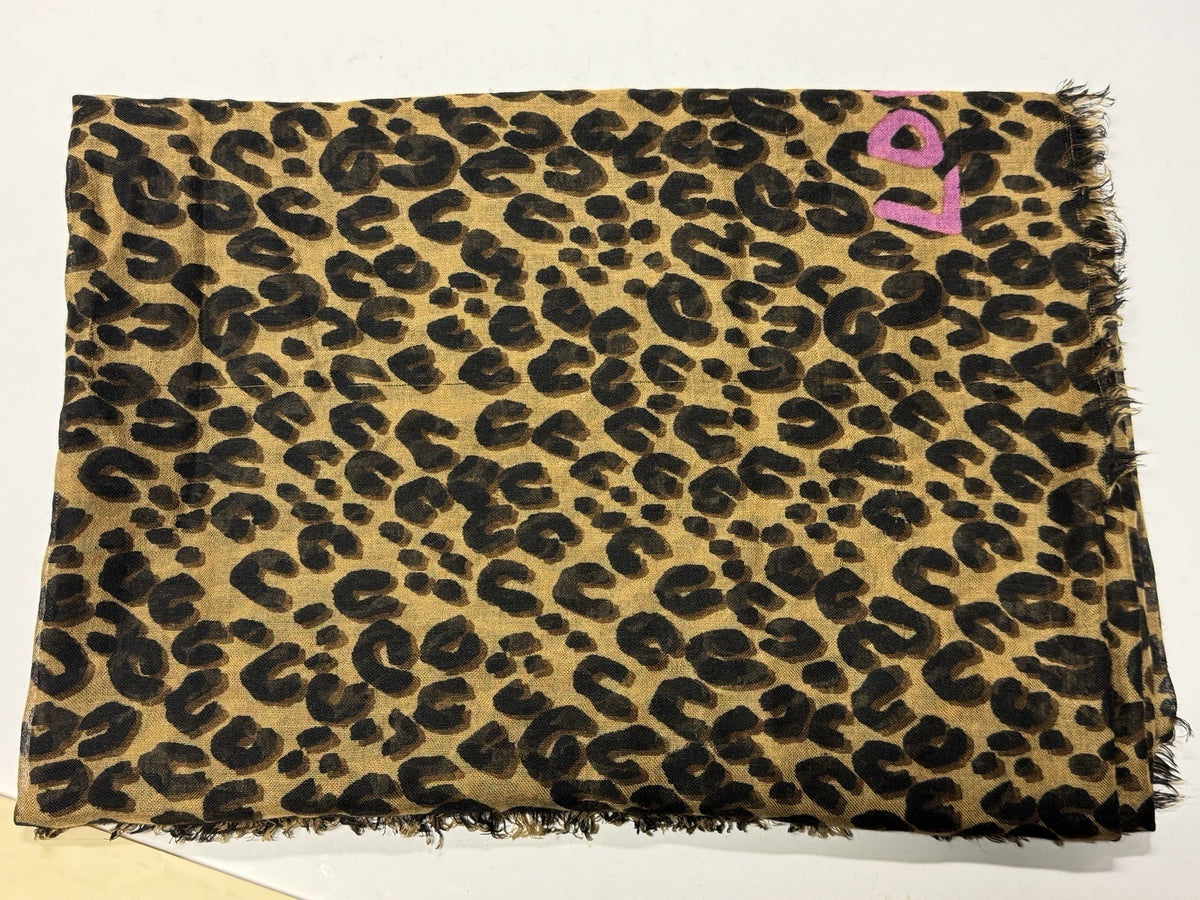 LOUIS VUITTON SCHAL LEOPARD BRAUN PINK KASCHMIR SEIDE TUCH M72215