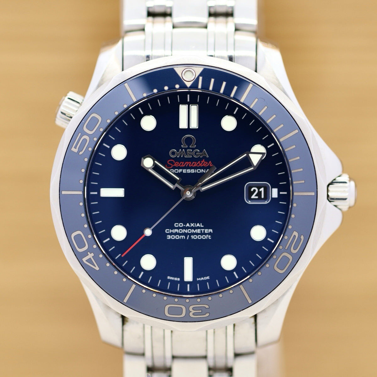 Omega Seamaster Diver 300 M Blau/blue plain dial 21230412003001 Fullset DE 2016