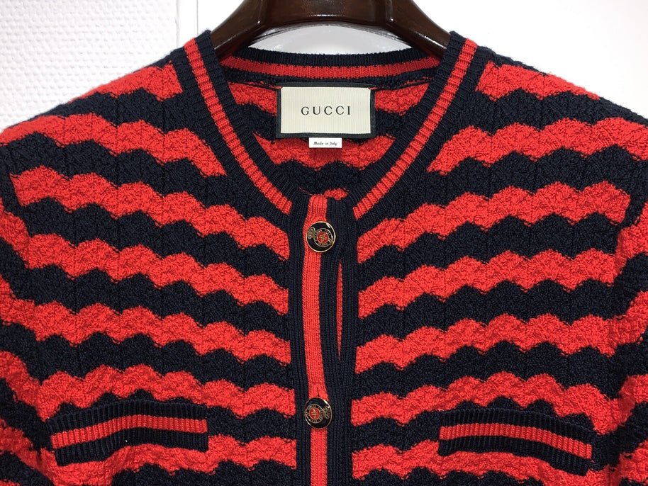 Gucci Wollmantel Damen Cardigan Strickjacke Rot & Dunkelblau Gr. XS NP: 2800€