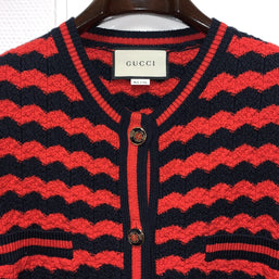 Gucci Wollmantel Damen Cardigan Strickjacke Rot & Dunkelblau Gr. XS NP: 2800€