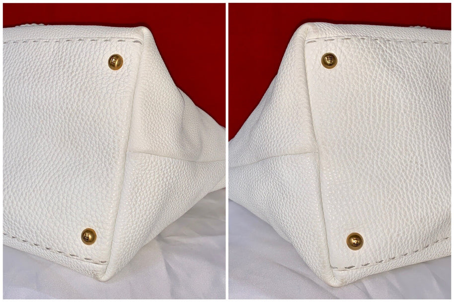 Fendi Selleria Peekaboo Lavorazione a mano Damen Handtasche Weiß Tote Bag