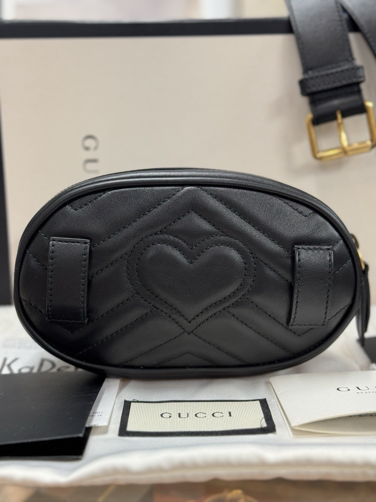 Gucci GG Marmont Gürteltasche Bumbag Leder Schwarz/Gold 476434