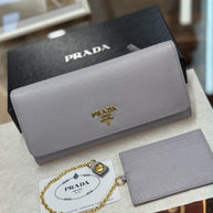 Prada 1MH132 große Geldbörse Portemonnaie Saffiano Metal Leder Violett Glicine