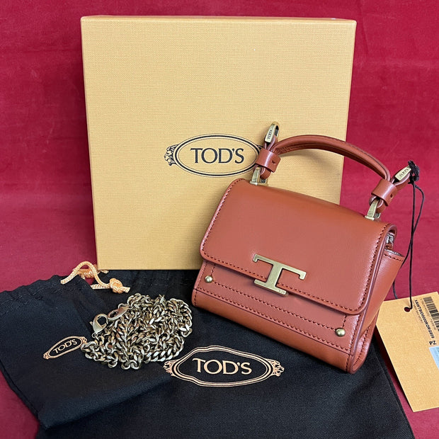 TOD’S TODS TSI MINI BAG MICRO ROR TERRACOTTA LEDER UMHÄNGETASCHE NEU