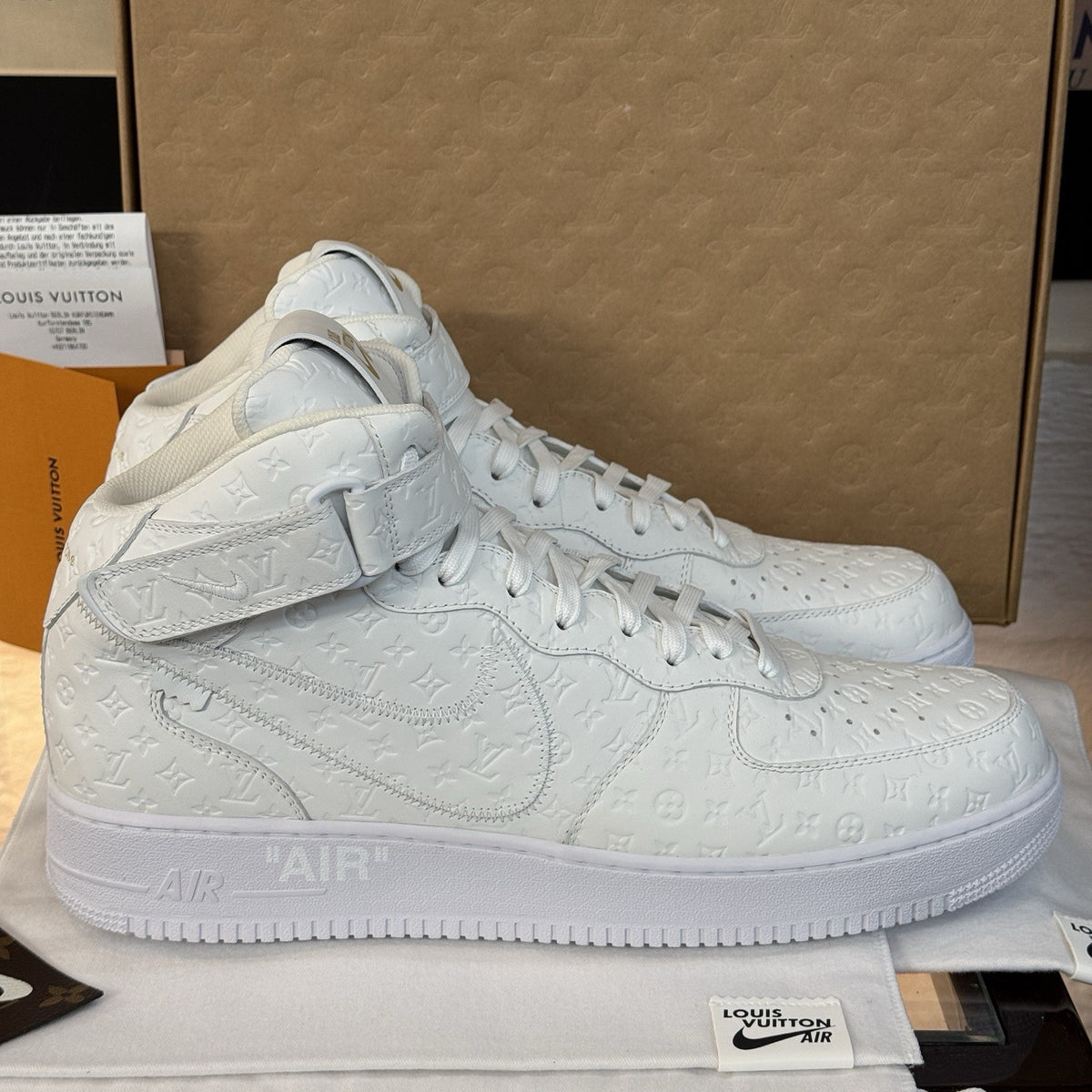 NIKE X LOUIS VUITTON AIR FORCE 1 MID SNEAKER VIRGIL ABLOH OFF-WHITE US 15