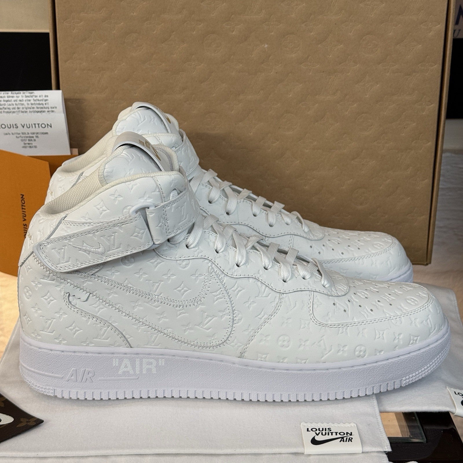 NIKE X LOUIS VUITTON AIR FORCE 1 MID SNEAKER VIRGIL ABLOH OFF-WHITE US 15