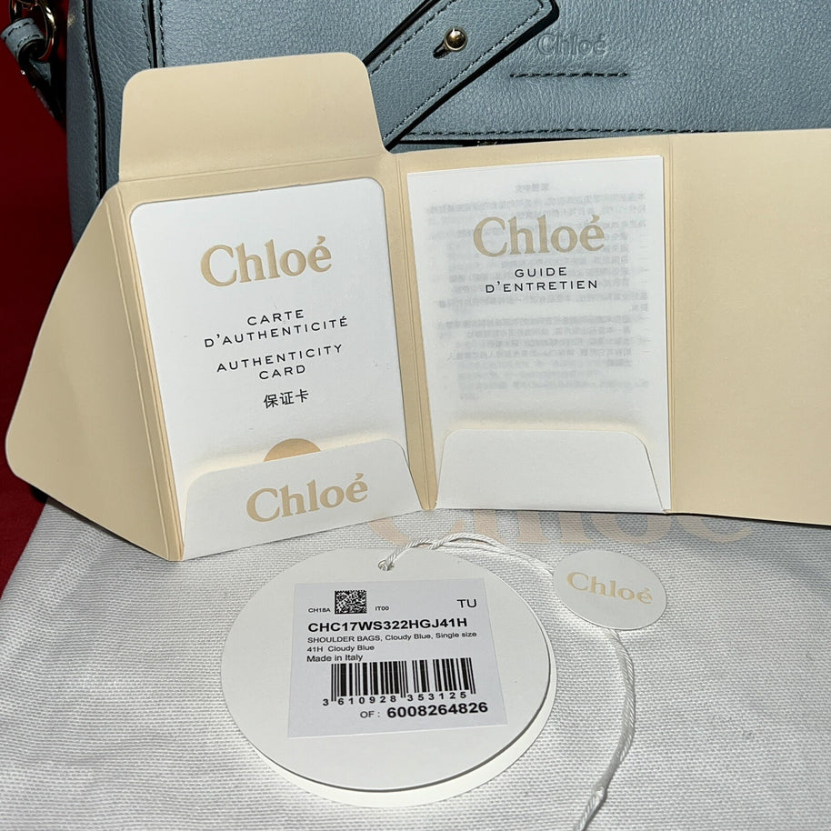 Chloé Faye Damen Umhängetasche Blau Leder Shoulder Bag Cloudy Blue