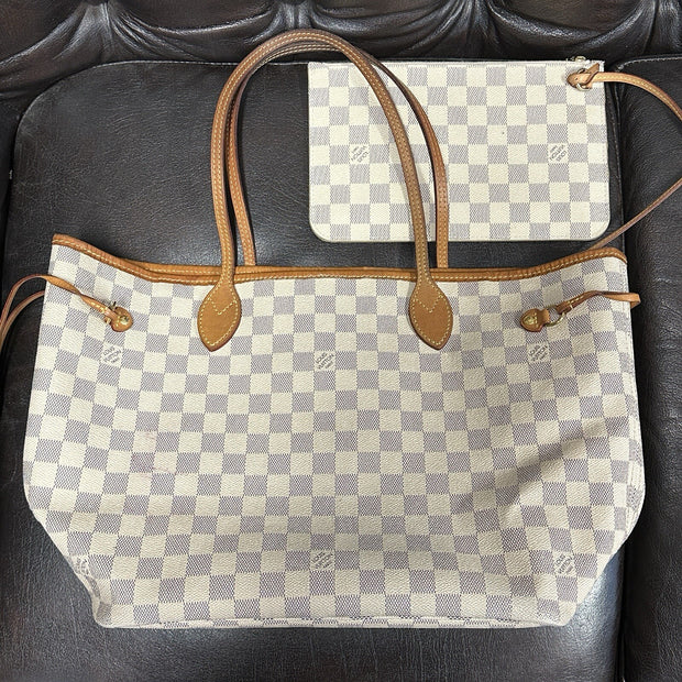 Louis Vuitton Neverfull MM + Pochette Damier Azur 2019 Shopper