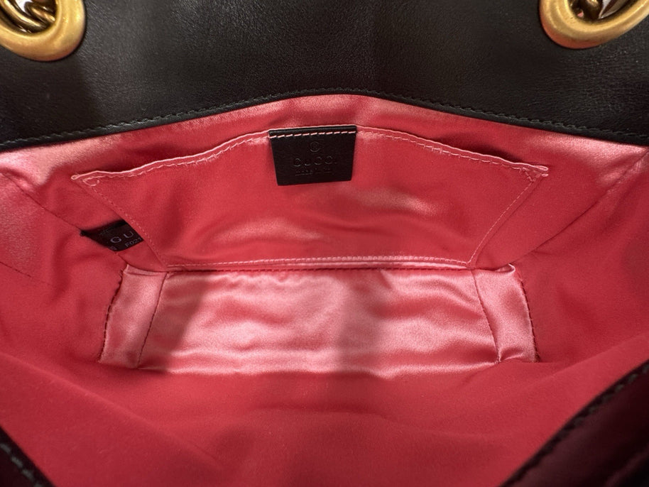 Gucci Kleine GG Marmont Schultertasche Samt Schwarz/Gold 446744
