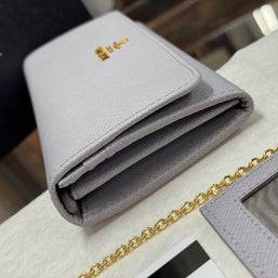 Prada 1MH132 große Geldbörse Portemonnaie Saffiano Metal Leder Violett Glicine