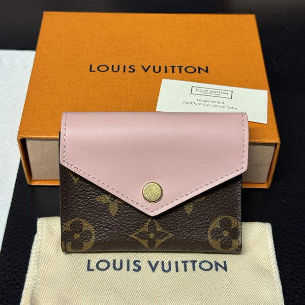 Louis Vuitton Zoé Geldbörse Portemonnaie Monogram & Rose Ballerine wie NEU