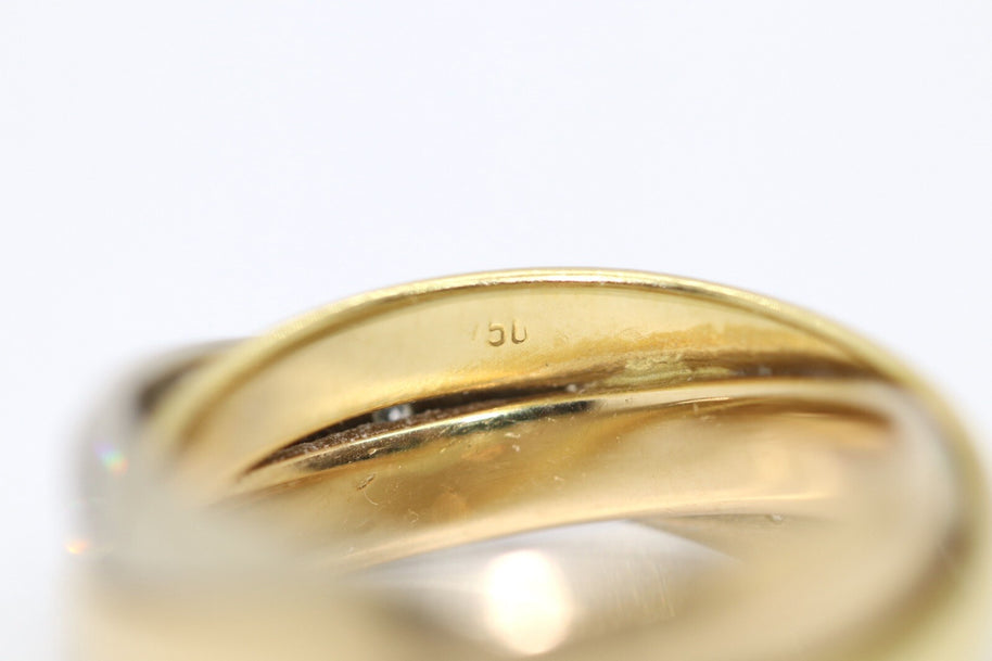 3-Band Goldring Tricolor mit Brillanten 750er/18K Gelb-/Weiß- & Rosegold Gr. 53