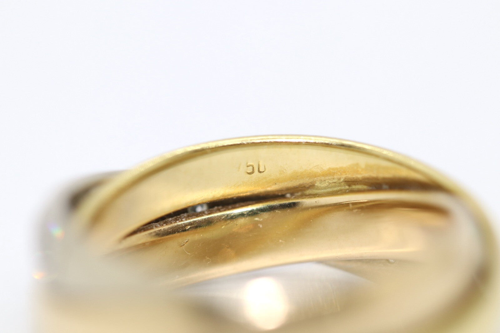 3-Band Goldring Tricolor mit Brillanten 750er/18K Gelb-/Weiß- & Rosegold Gr. 53
