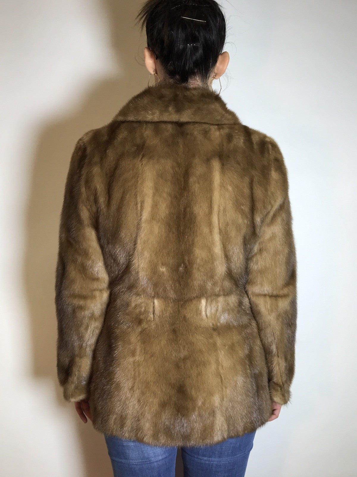 Moderne Nerzjacke hellbraun Sonderanfertigung vom Kürschner Gr. 34/36 Damen