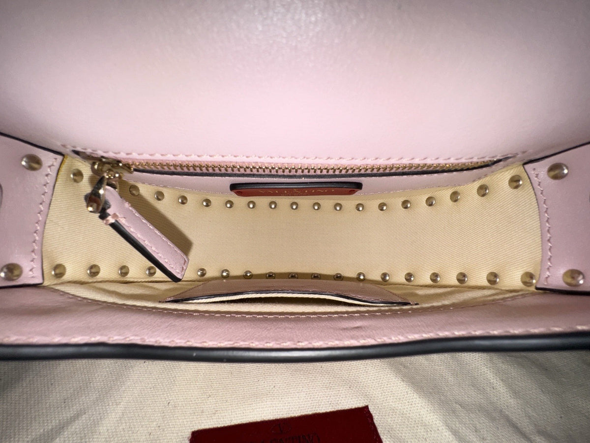 Valentino Garavani Ruckstud Saddle Umhängetasche Rosa Glattleder
