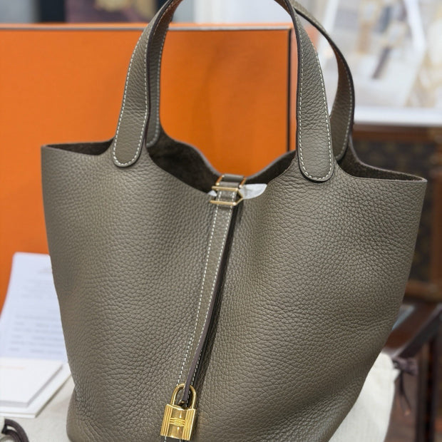 Hermes Picotin 22 Taurillon Clemence Etoupe