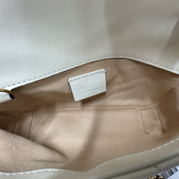 Gucci GG Marmont Mini-Schultertasche Leder Weiss/Gold 476433