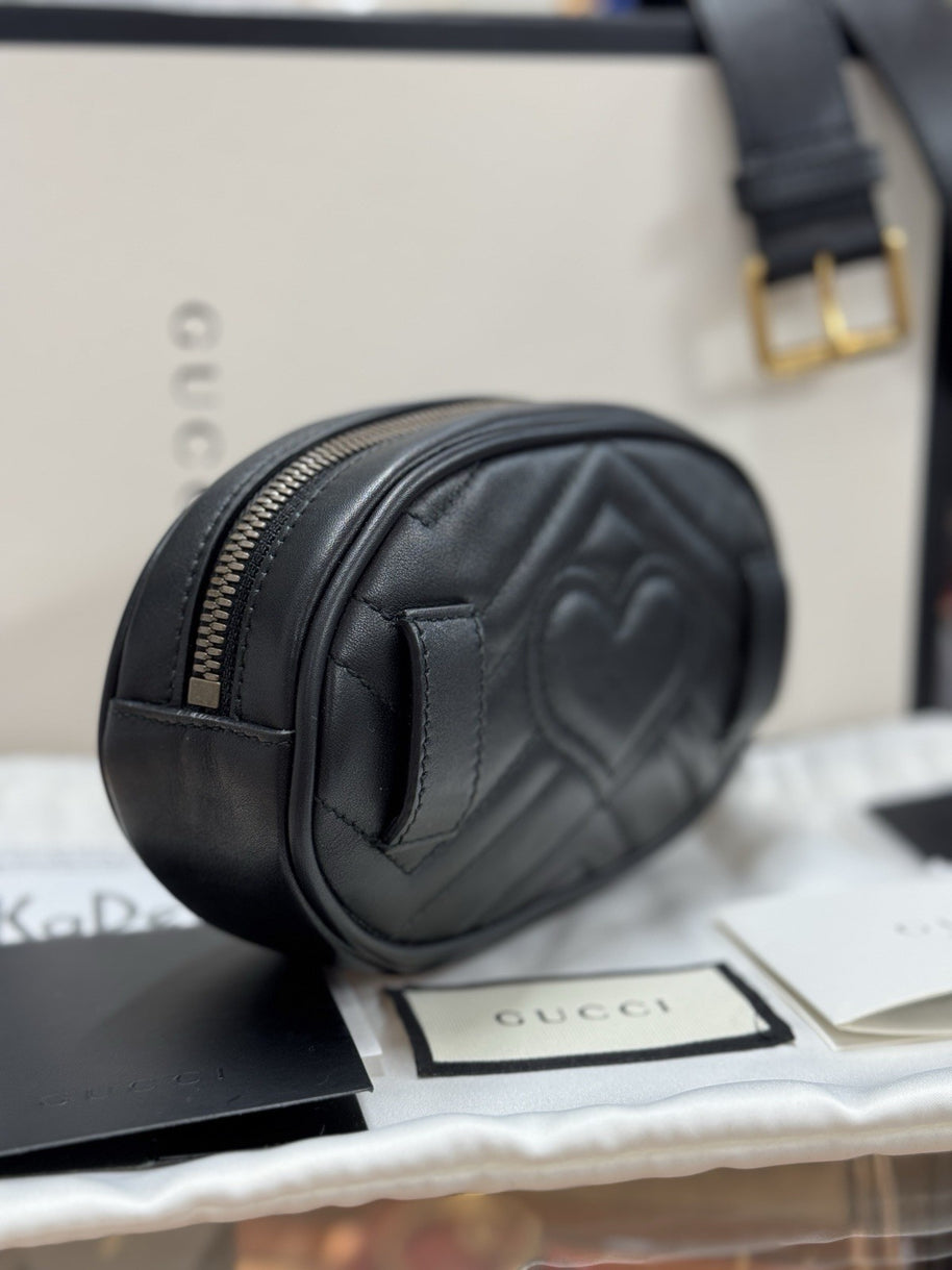 Gucci GG Marmont Gürteltasche Bumbag Leder Schwarz/Gold 476434