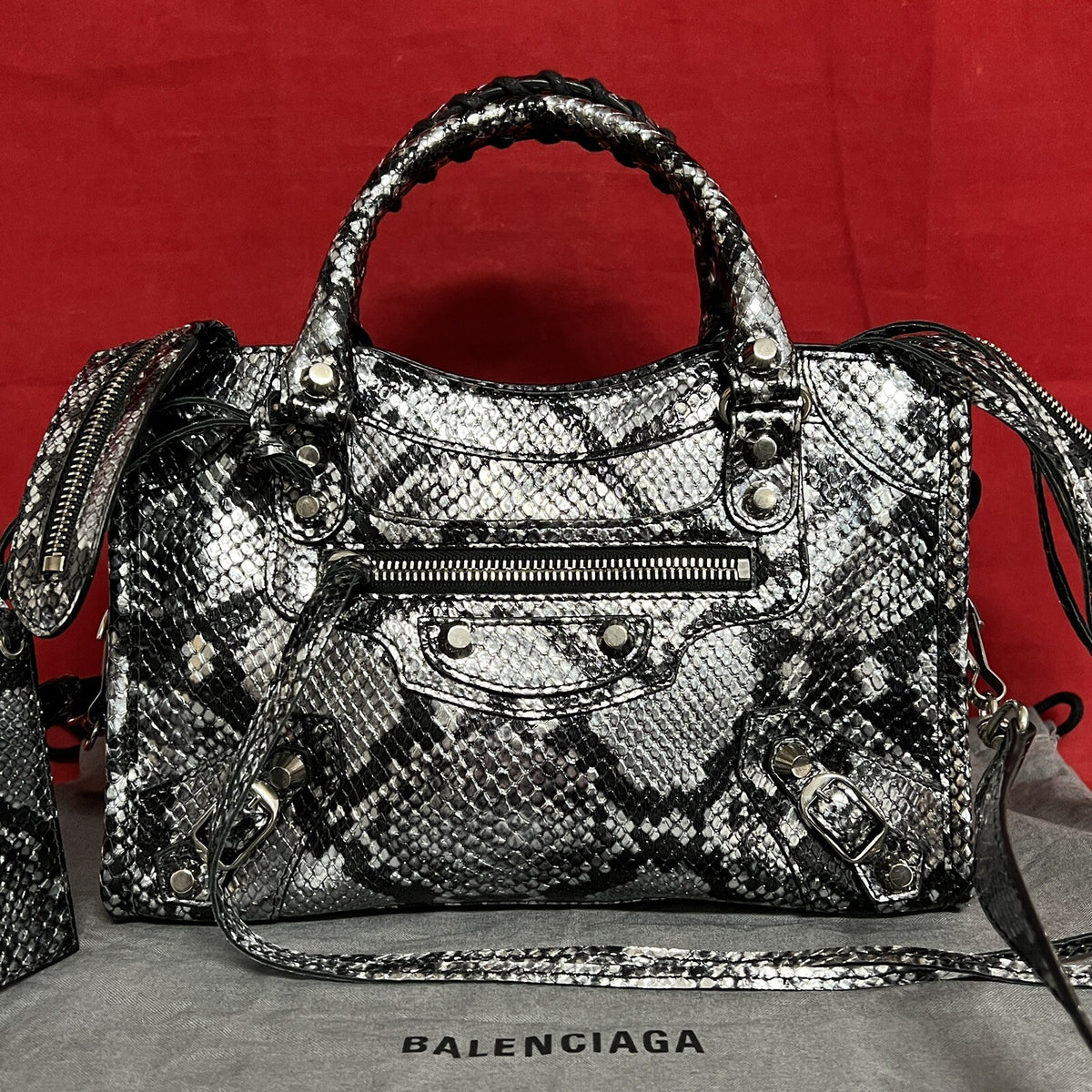 Balenciaga Neo Classic City kleine Damen Umhängetasche Python Leder