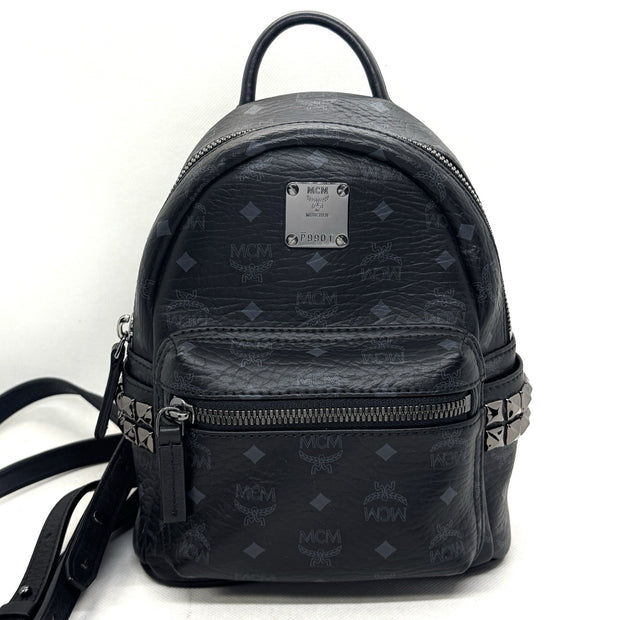 MCM Stark Rucksack Mini Backpack Bebe Boo Schwarz mit seitlichen Nieten