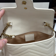 Gucci GG Marmont Mini-Schultertasche Leder Weiss/Gold 476433