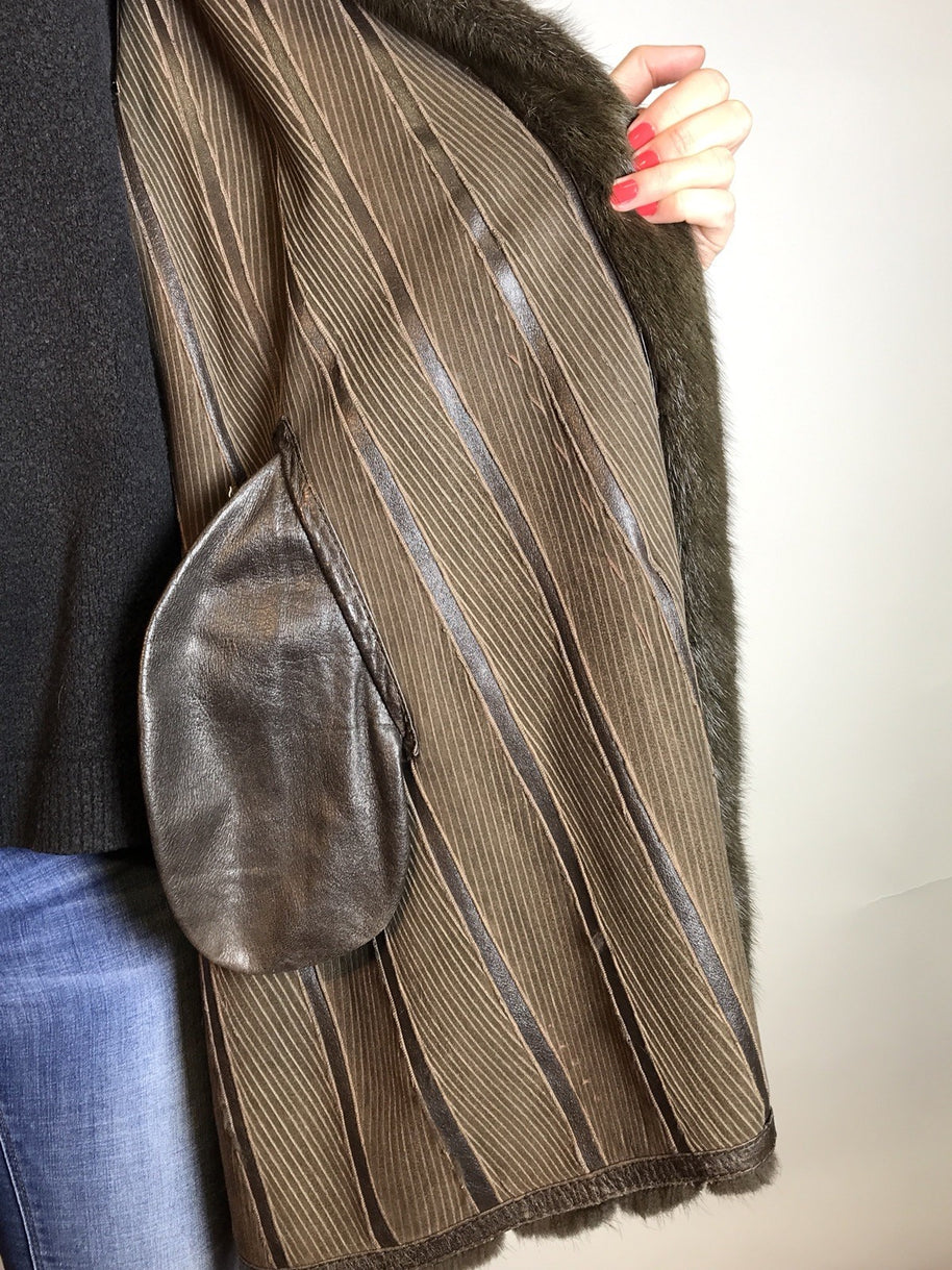 Ausgefallene Nerzjacke grau Sonderanfertigung vom Kürschner Gr. 38/40 Damen
