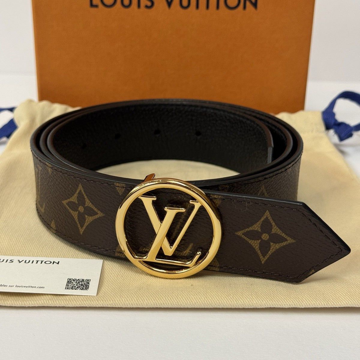 Louis Vuitton LV Circle Wendegürtel 35 mm Monogram/Schwarz M0564U wie Neu Gr. 95