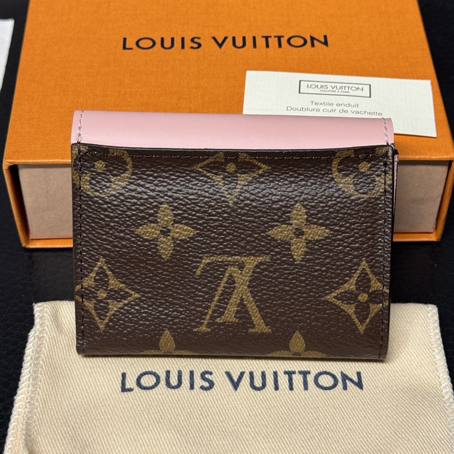Louis Vuitton Zoé Geldbörse Portemonnaie Monogram & Rose Ballerine wie NEU