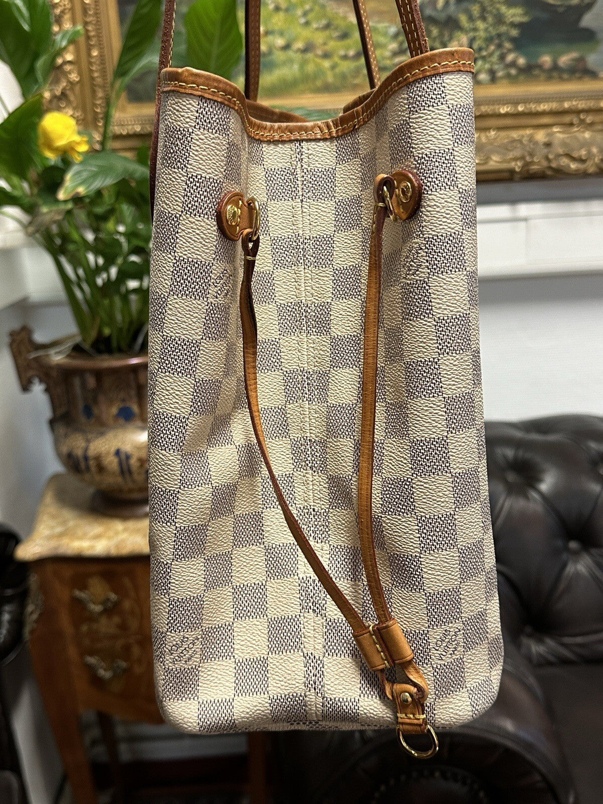Louis Vuitton Neverfull MM + Pochette Damier Azur 2019 Shopper