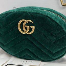Gucci GG Marmont Gürteltasche Bumbag Samt Grün/Gold 476434