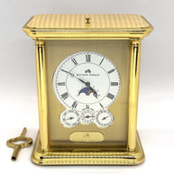 Matthew Norman Tischuhr 8-Tage Werk • Mondphase • Vollkalender • Messing • 17cm