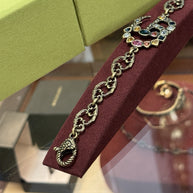 Gucci GG Multicolor Crystal Gemstones Double G Charm Bracelet Armband