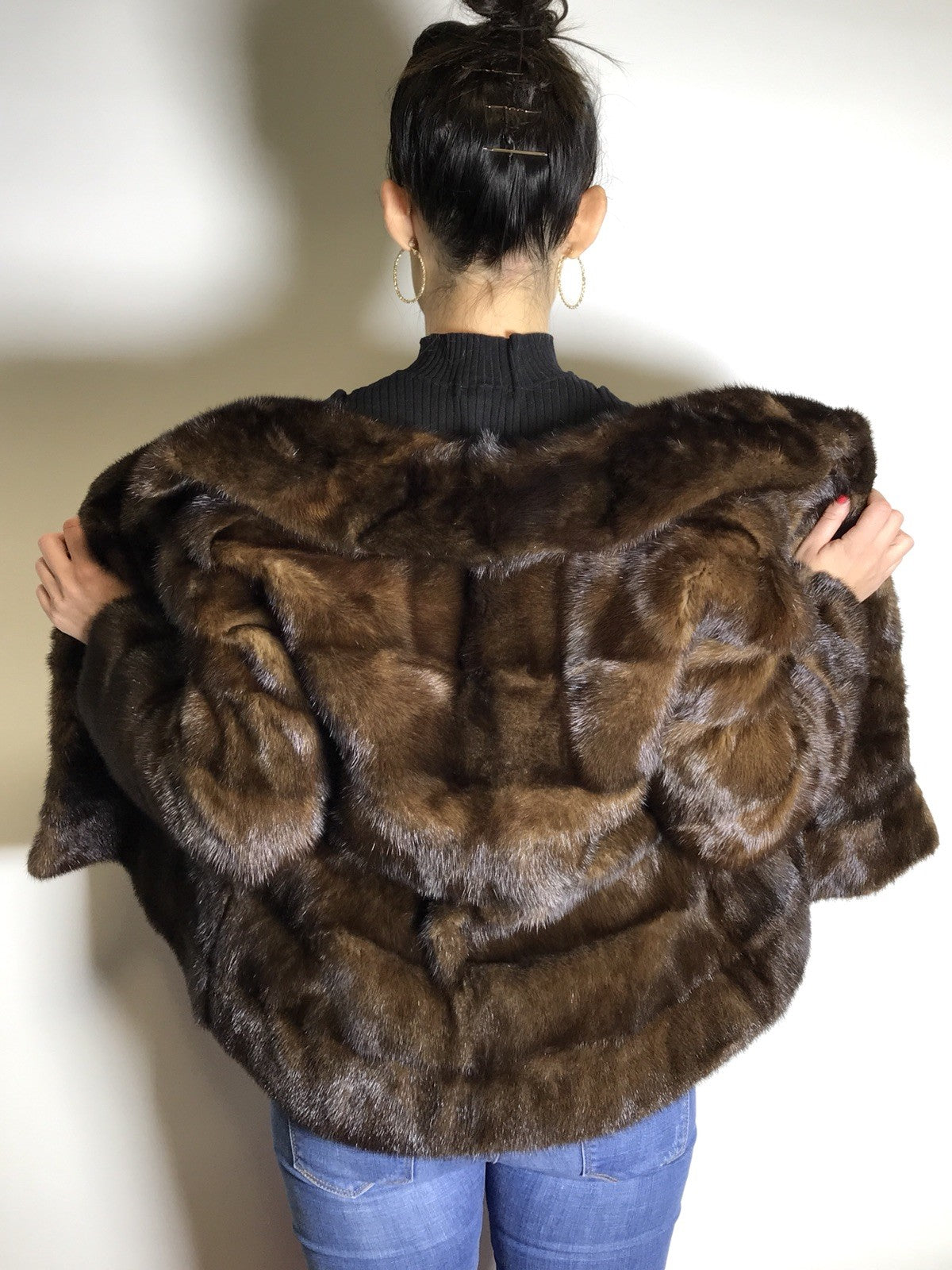 Schöne Nerzjacke Querschnitt, dunkelbraun vom Kürschner Gr. 34-36 Damen