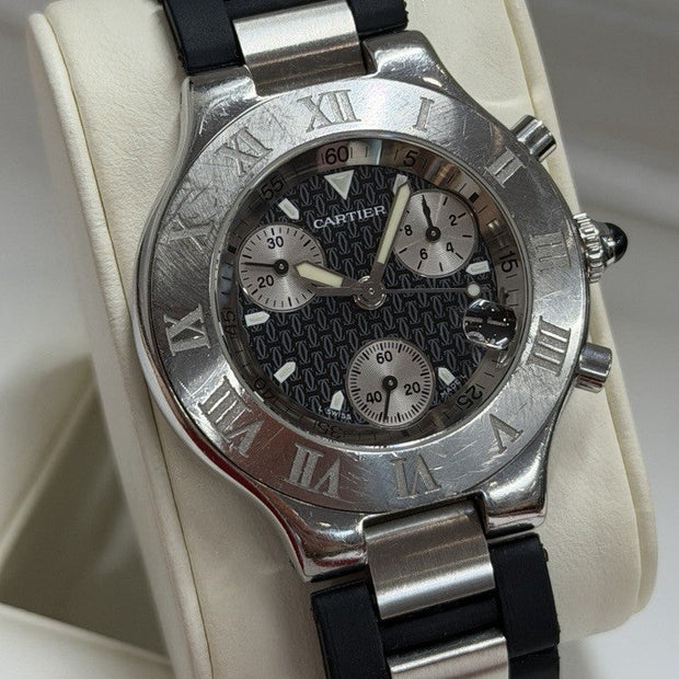 Cartier 21 Chronoscaph Chronograph 38mm Sport Stahl Quartz 2424 W10125U2