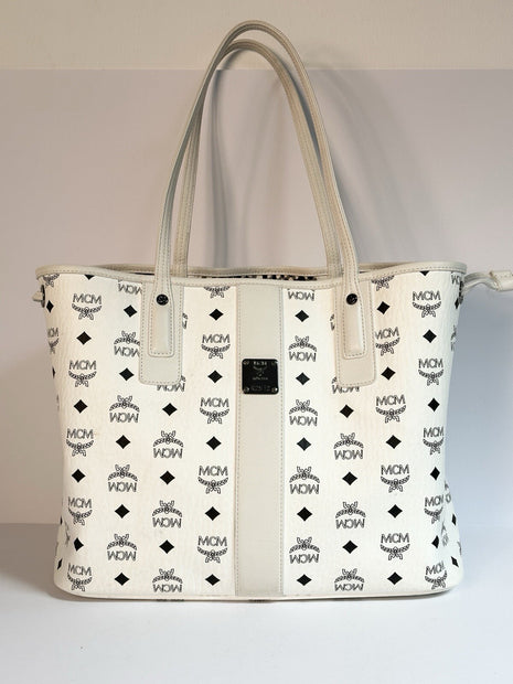 MCM REVERSIBLE LIZ SHOPPER IN VISETOS - SHOPPING BAG - WHITE