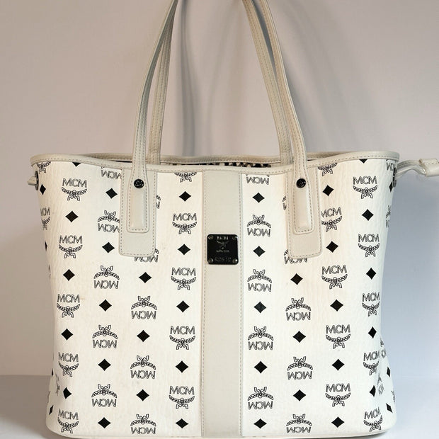 MCM REVERSIBLE LIZ SHOPPER IN VISETOS - SHOPPING BAG - WHITE