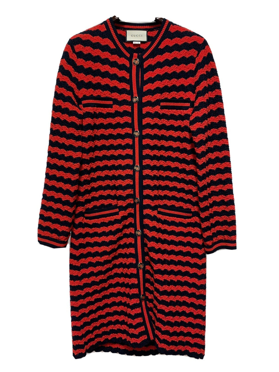 Gucci Wollmantel Damen Cardigan Strickjacke Rot & Dunkelblau Gr. XS NP: 2800€