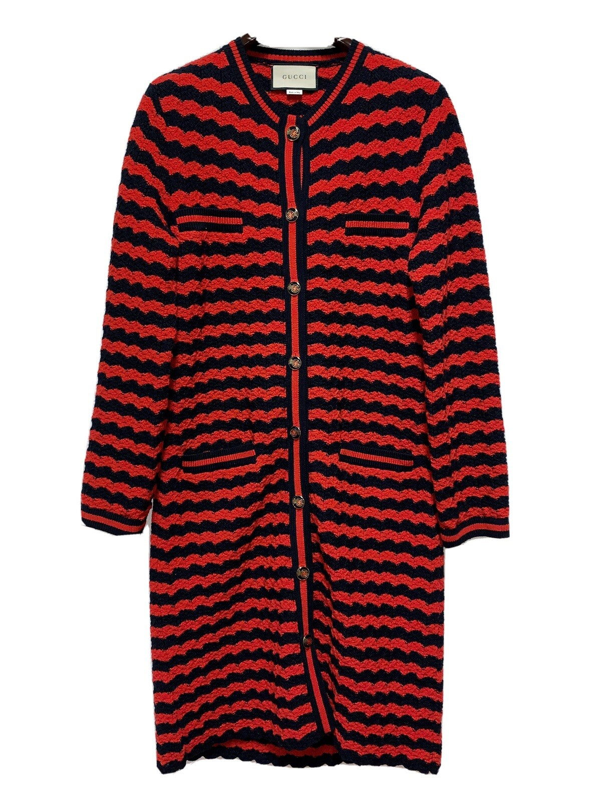 Gucci Wollmantel Damen Cardigan Strickjacke Rot & Dunkelblau Gr. XS NP: 2800€