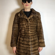 Lange Nerzjacke naturbraun Querschnitt, Exklusiv vom Kürschner Gr. 34/36 Damen